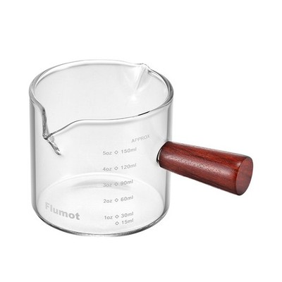 FLUMOT  150ml Glas-Kaffeetasse mit Holzgriff | Für Espresso Handfilterkaffee