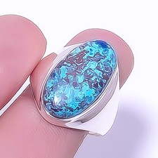 Azurite - Utah Gemstone 925 Sterling Silver Handmade Solitaire Ring s.8.5 A365