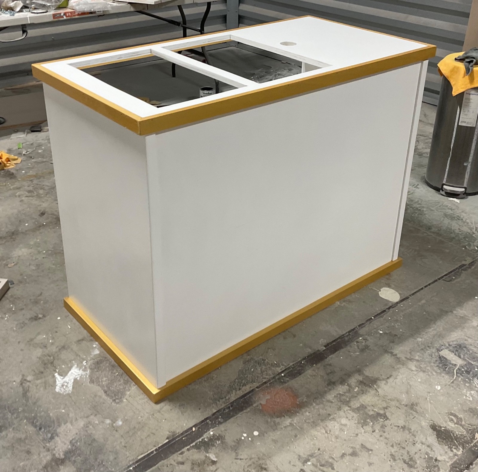 Handmade Birch Wood Collapsible Mobile Bar on Wheels Blue and White