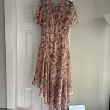 ASTR The Label Pink Floral Chiffon V-Neck Flutter Sleeve Midi Dress M ADR100436