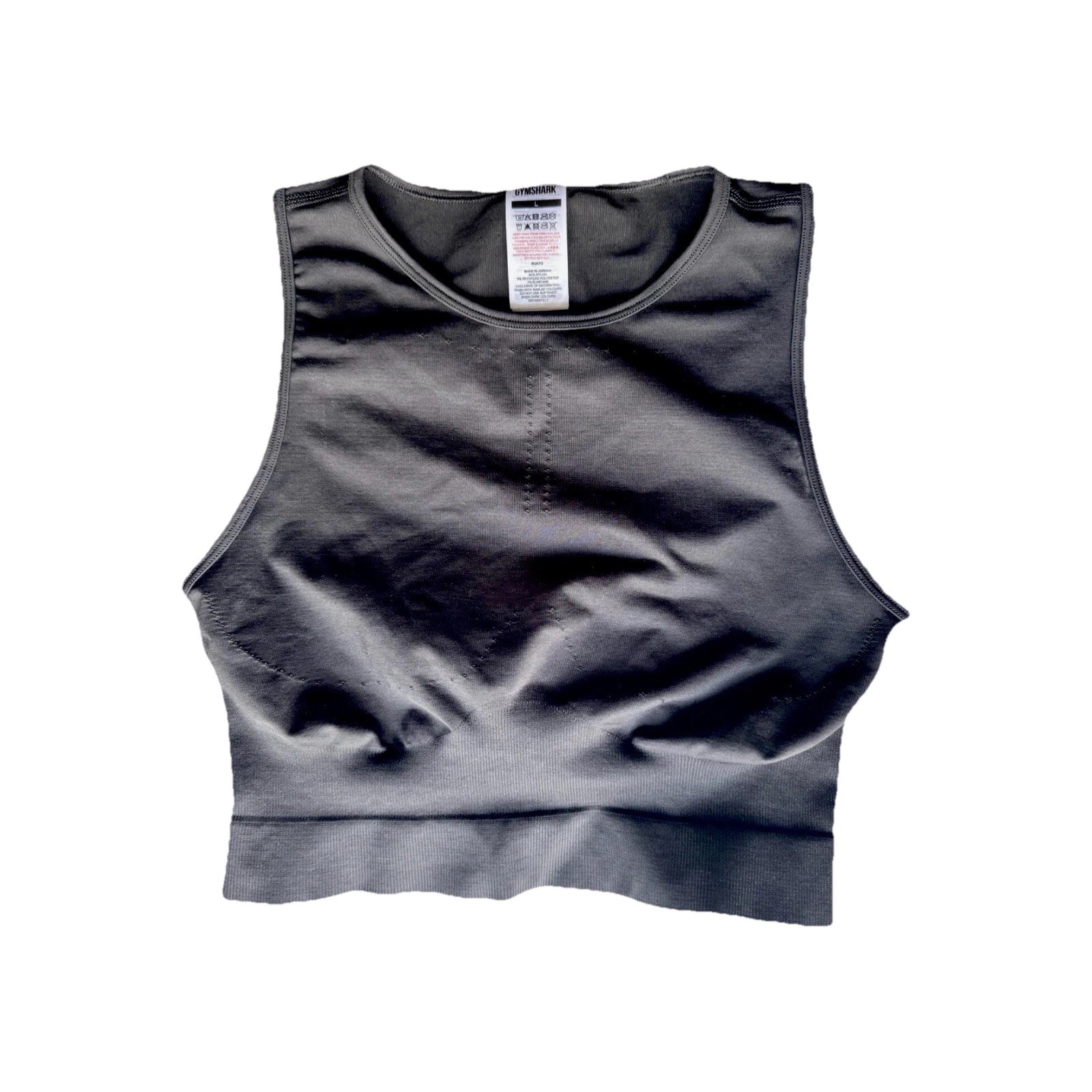 Gymshark Women’s Large Seamless Black Open Back Crop Tank