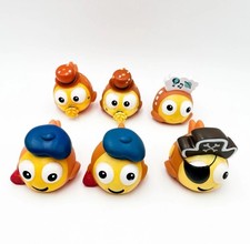 Goldfish Swim School Rubber Bath Pool Toy Lot Pirate Artist Clown Orange
