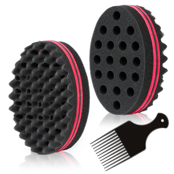 Cepillo de Esponja Mágica para Rizos Afro con Peine para Cabello Pack de 2