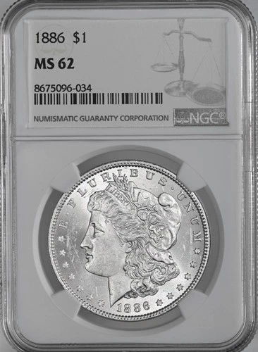 1886-P  $1  MORGAN SILVER DOLLAR  "PHILADELPHIA"  NGC MS62  #8675096-034