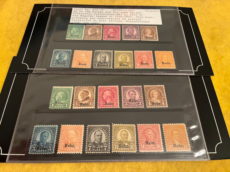 US Stamps-SC# 658 - 679 - MNH - Kansas & Nebraska Overprints  Series