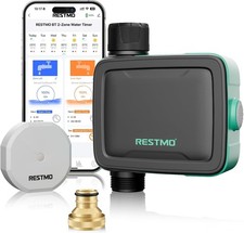 RESTMO Smart Water Timer with Flow Meter, Automatic Garden Hose Timer
