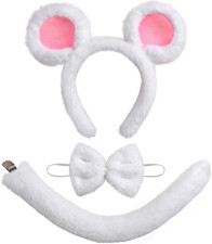 Mouse Ears Headband Bow Tie Plush Tail Set 3Pcs Adult Costume