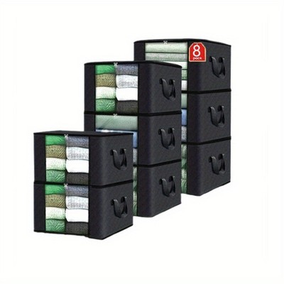8Pcs 90L Fabric Storage Bins Clear Window Collapsible Organizer Boxes for Closet
