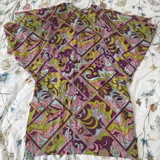 Vintage 60s 70s Fashions by Marilyn Psychedelic Batwing Dress Acetate Mod M/L