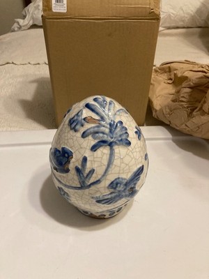 NIB Pottery Barn Ceramic Montrose LARGE Easter Egg French Country Table Decor #1