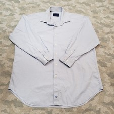 David Donahue Shirt Mens 17.5 Blue Long Sleeve Button-Up