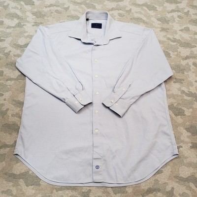 David Donahue Shirt Mens 17.5 Blue Long Sleeve Button-Up