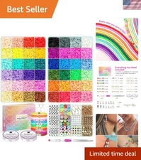 Fun Bracelet Making Set with 12000 Beads in 48 Colors - Perfect Gift for Ages 3+