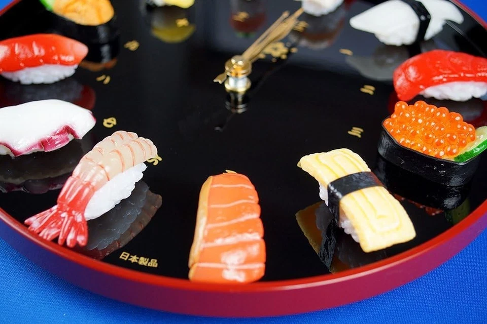 RELOJ SUSHI CL27S Muestra de Comida Hecho en Japón Kitamura Muestra con Soporte de JPN Foto 4 de 4
