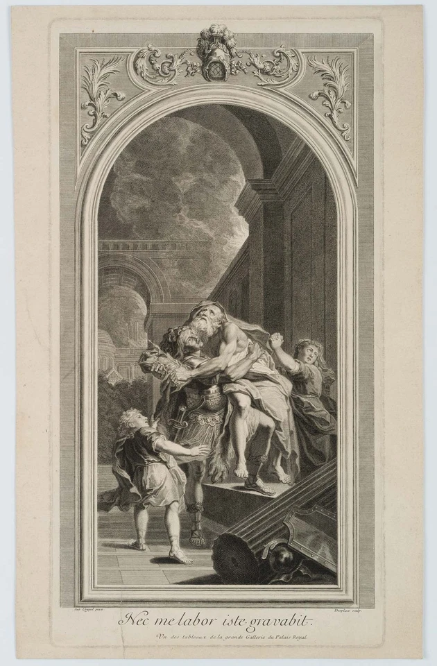 DESPLACES (*1682) nach COYPEL (*1661), Aeneas trägt Anchises, Vergil,  1719, KSt - Bild 2 von 4