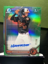 Maikol Hernandez Bowman Chrome 2022 Green Refractor /99 Auto