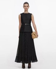 Self-Portrait Black polka dot vest Patchwork Dresses belt
