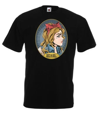 Rock n Roll Rockabilly Pin-Up Girl schwarze T-Shirt Geschenkidee -N/654-SW - Bild 1 von 2
