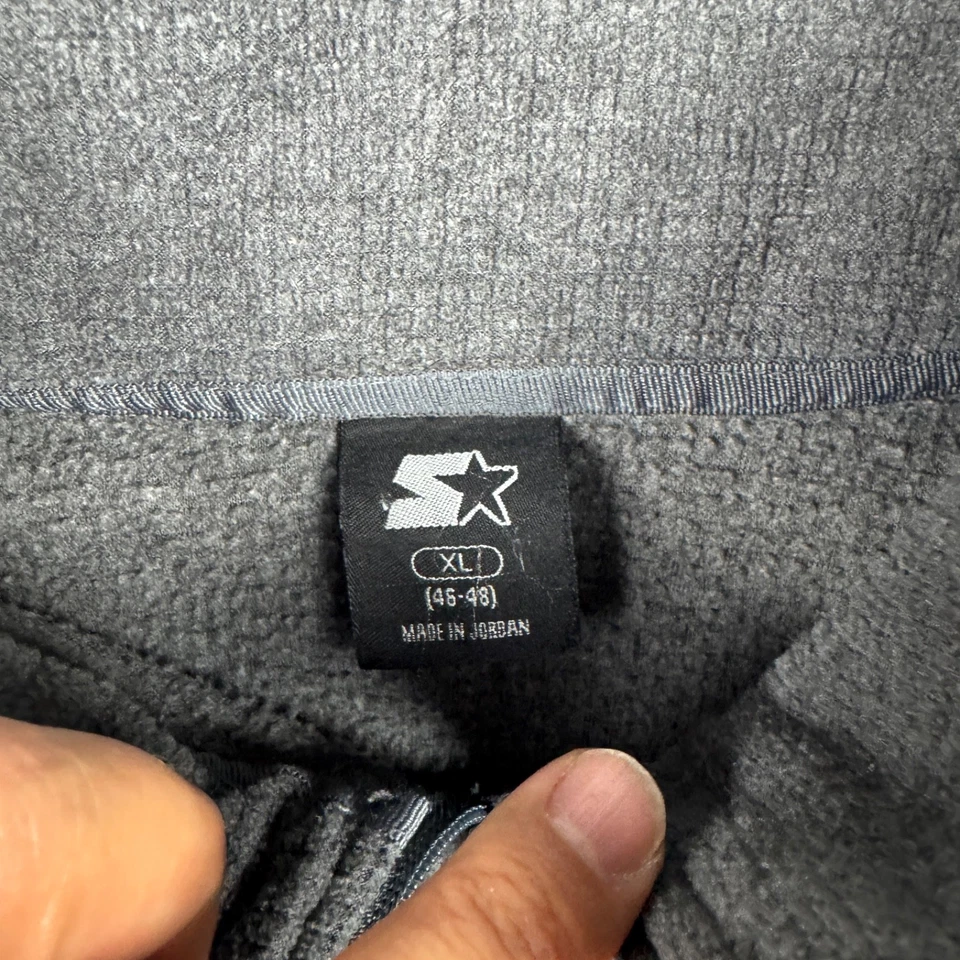 Vintage 90’s Starter Jacket 1/4 Zip Textured Polyester Logo Gray Mens Size XL - Image 4 of 4