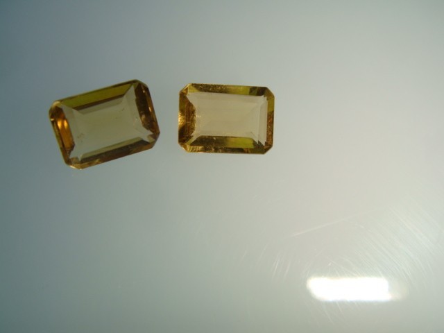 2 NATURAL CITRINE FACETED   5 X 7 MM CUSHIONS   BRAZIL   2  CARATS