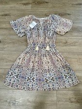 NWT ROLLER RABBIT Odila Janni Mini Swing Floral Dress Boho Short Sleeve Size S