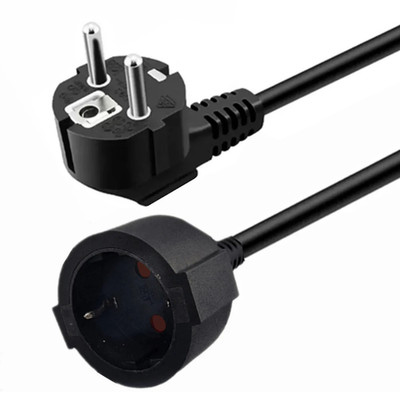EU Power Extension Cord Euro CEE7 Schuko Mains Power Extension Cable Male to Fem