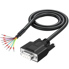 6.56 FT 24AWG DB9 Female RS232 9 Pin Serial Extension Cable Bare Wire End