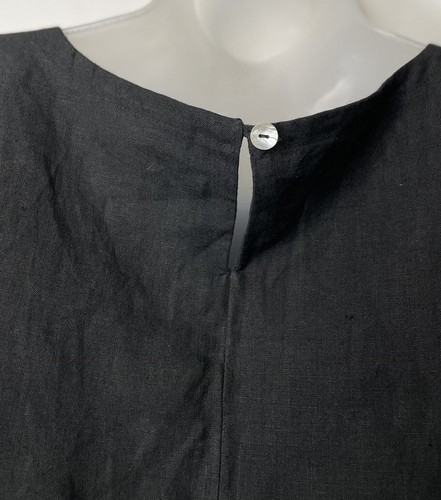 Vestido recto vintage Tess para mujer de lino talla 12 negro sin mangas capa minimalista - Imagen 6 de 7