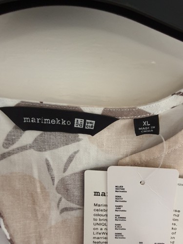 BNWT UNIQLO MARIMEKKO COTTON LINEN FLORAL MIDI DRESS SIZE XL 20/22/24 - Picture 2 of 8