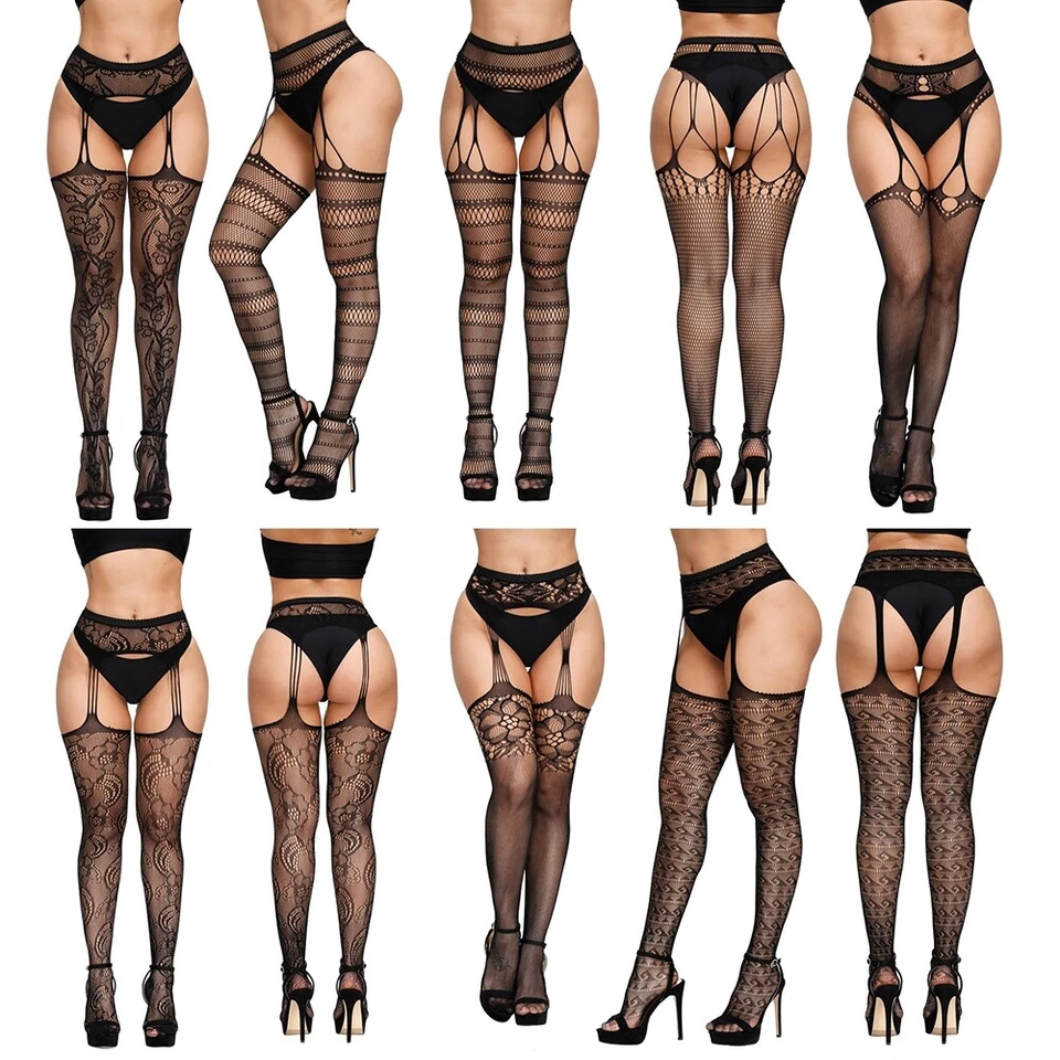 Lencería sexy babydoll transparente de encaje de red por encima de la rodilla para mujer Foto 3 de 4