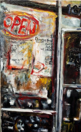 Original oil painting "Chinese Take Out" impressionistic, signed, canvas18x24 - Picture 2 of 8