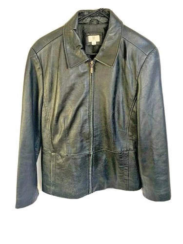 Black Lambskin Leather Outerwear Coat 