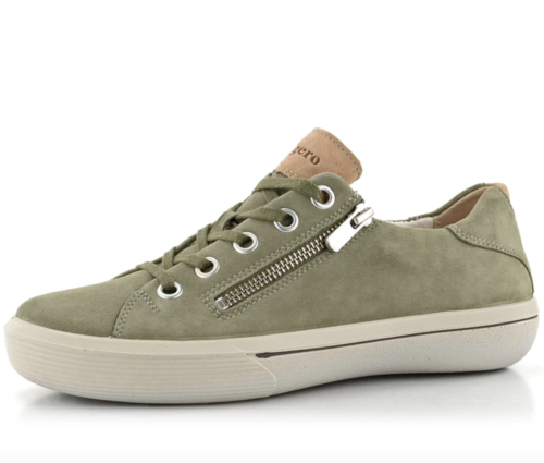 Legero Pino Womens UK 7.5 Green Velour Leather Lace & Zip Up Sneakers Trainers - Foto 1 di 7