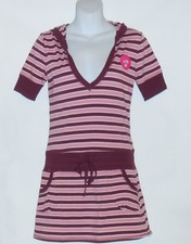 Limited Too Girls Elbow Length Sleeve V-Neck Hooded Stripe Dress Fourteen 14 
