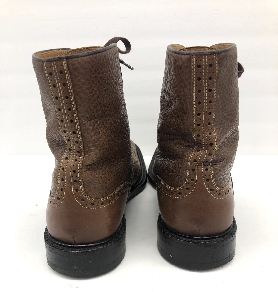 $850 Gucci boots Lace Up Brown Leather Wingtips Mens Sz 9.5 italy