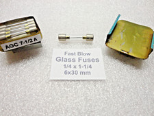 7.5 Amp, Fast Blow Glass Fuses, 6 x 30mm 1/4 x 1-1/4 250 Volts, USA Quick Ship