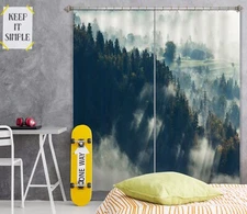 3D Clouds Forest Trees ZHUA951 Photo Curtain Window Blockout Fabric Amy 2023