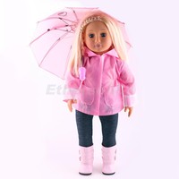 Pink Raincoat Pants Boots Set For 18'' American Girl Journey My Life Dolls Pink Raincoat Pants Boots Set For 18'' American Girl Journey My Life Dolls
