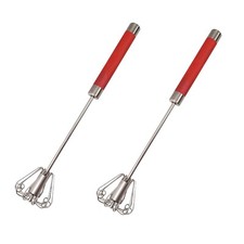 Egg Whisk Hand Push Semi Automatic Egg Beater Stainless Steel Blender Mixer 2pk