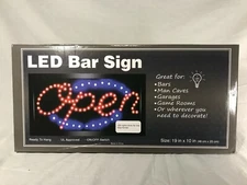 New LED Sign "Open" Ready to Hang Bar Man Cave Game Room Home Decor