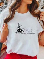 2022 Christmas Snowman Santa Claus Women T Shirt Short Sleeve O Neck Loose Women