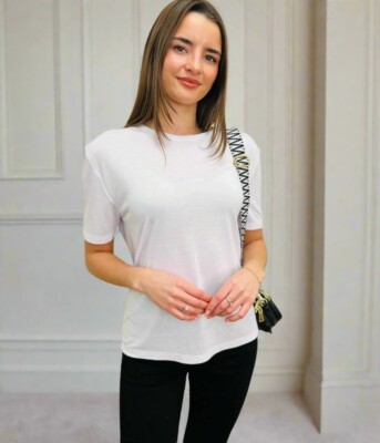 Tee Damen T-Shirt weiß Baumwollmischung Relaxed Soft Touch Kurzarm Rundhals