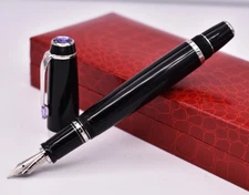 Crocodile Classic Fountain Pen , Black Sapphire Silver Ring with Gift Box