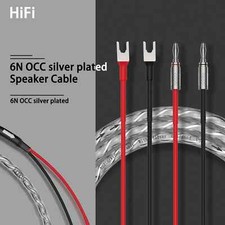 Pair OCC Silver Plated Clear Speaker Cable HiFi Audio Banana Spade Speaker Wire