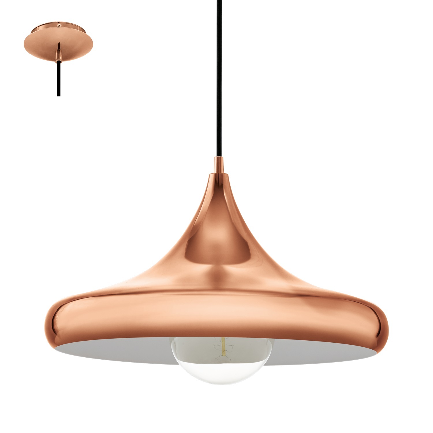Lampadario Retro Rame 1 Luce | Sospensione Acciaio Vintage Cucina