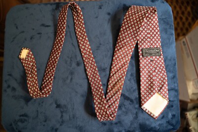 Vintage Christian Dior Cravates Tie Abstract Geometric Red Silk | eBay