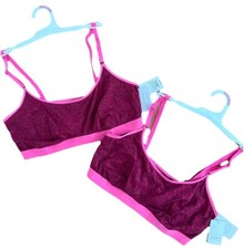 Lot 2 Auden Lightly Lined Scoop Neck Bralette Mesh Interior Size L Cherry Pink