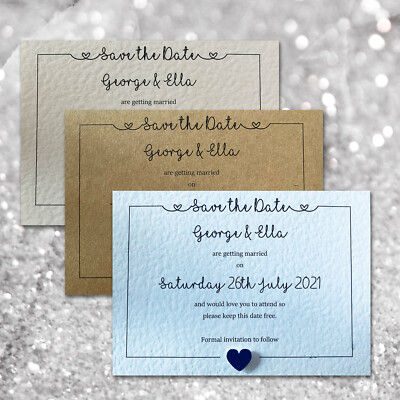 10 Save the Date Karten personalisiert und handgefertigt mit Umschlägen