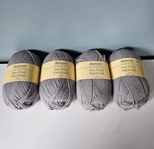 4 Diamond Luxury Pure Wool Superwash Yarn, 100 Wool, Col 914 Gray 100gr 218yd