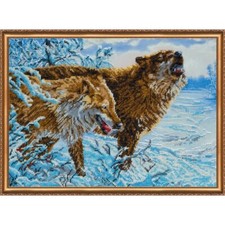 Bead Embroidery Kit Wolves Bead stitching Bead needlepoint DIY Abris Art